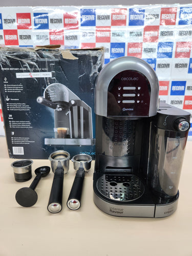Cecotec Cafetera Semiautomática Power Instant-ccino 20 Chic Serie Nera. para café molido y en cápsulas, 20 Bares, Depósito de Leche 0.7ml, Depósito de Agua 1.7L, 1470W